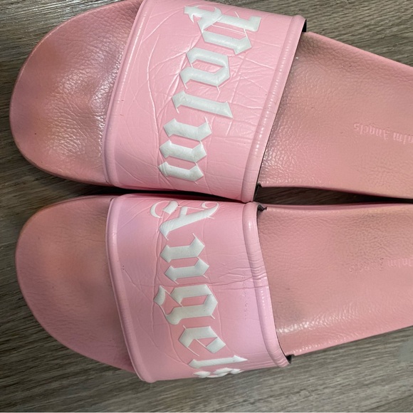 PALM ANGLE PINK POOL SLIDES - Picture 1 of 3
